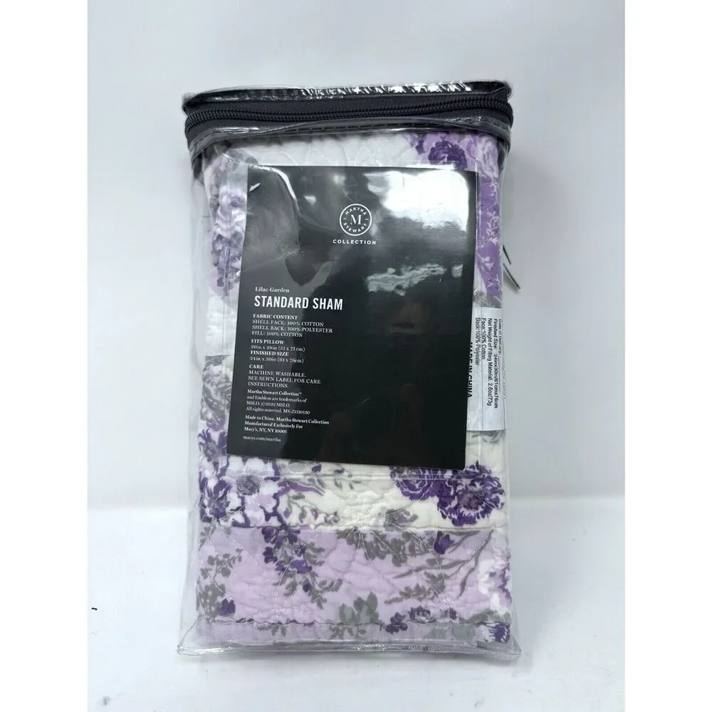 Martha Stewart Collection One Lilac Garden Standard quilted Sham floral country